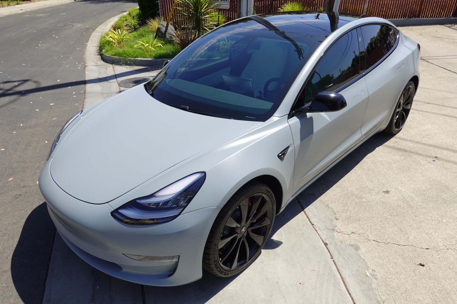 Tesla Model 3 Satin Battleship Grey Vinyl Wrap 3M 2080 S51 OCDetailing