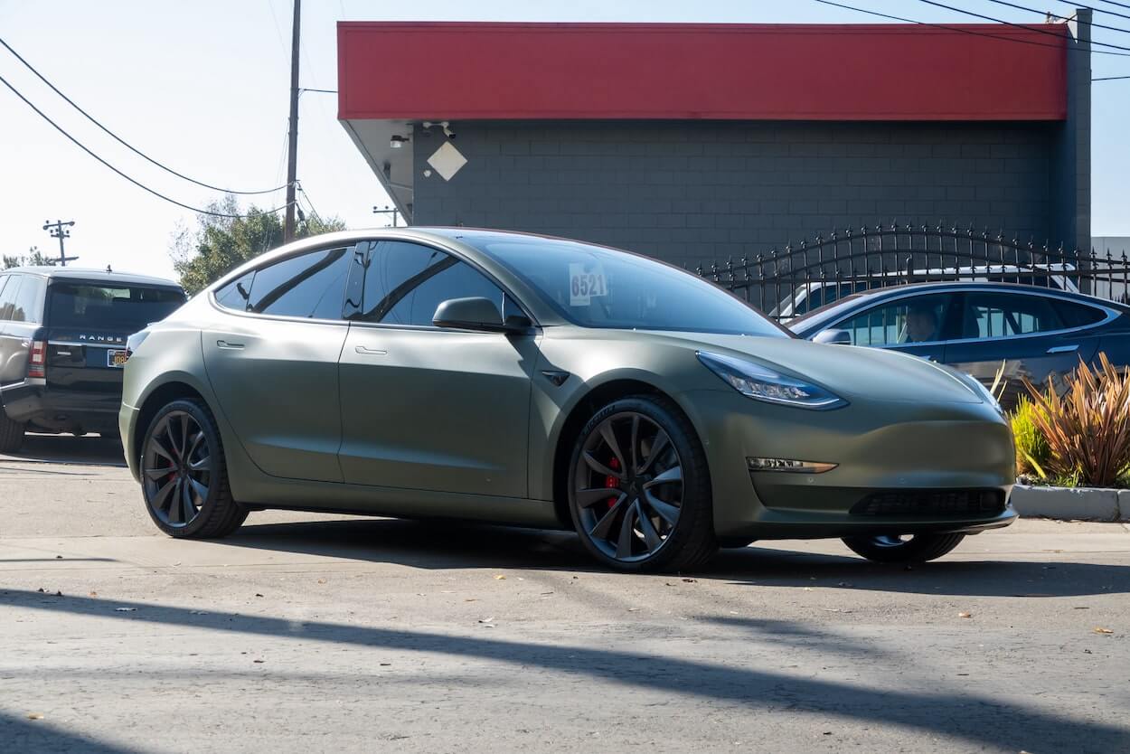 Tesla Model 3 - Matte Military Green Vinyl Wrap