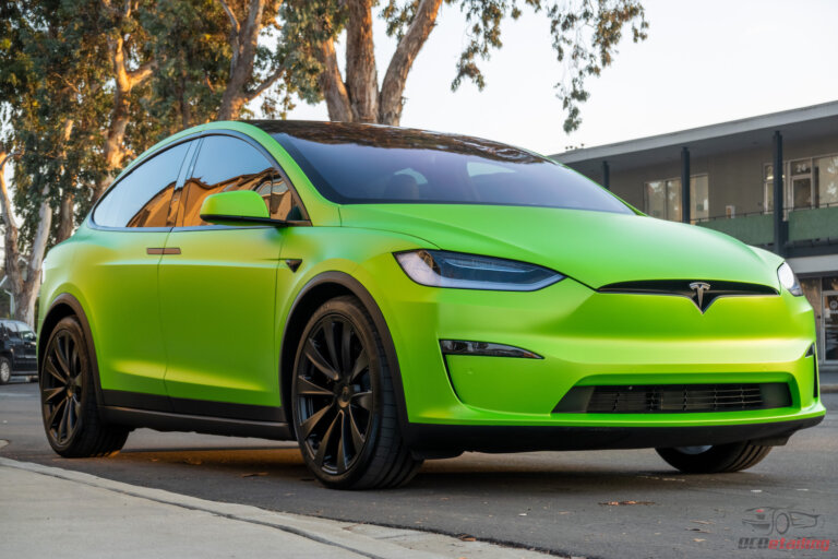 front view of the matte Wasabi Green vinyl wrap